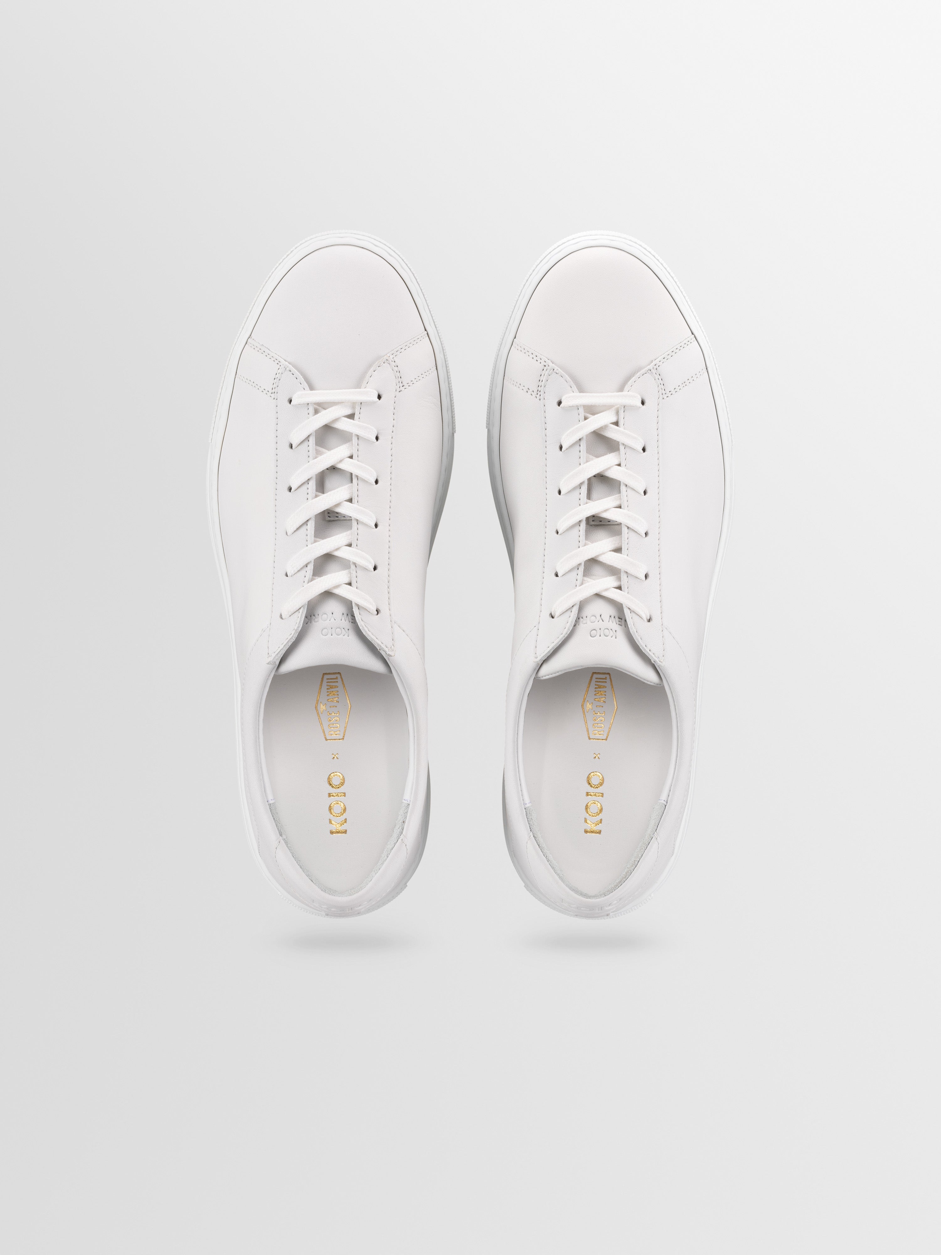 Capri Leather Sneaker in Triple White Rose Anvil